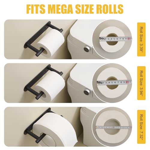 BESy Adhesive or Screw Toilet Paper Holder Wall Mount Rustproof Modern Roll Holder Flexible Pivoting Adjustable Tissue Handle with Self Adhesive or Mounted with Screws Stainless Steel Matte Black - color: Matte Black