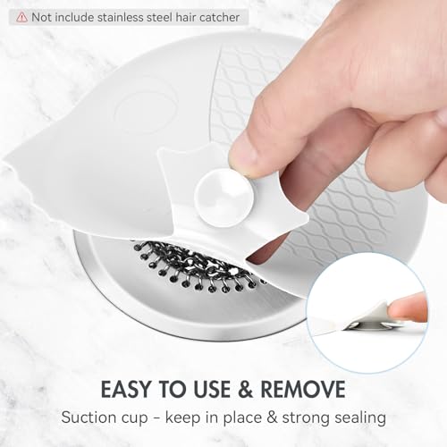 TRAPMATE Bathtub Drain Stopper, Patented 5.9" Suction Tub Plug Drain Cover for Shower, Bath, Kitchen Sink, 3 Pack, White - color: White