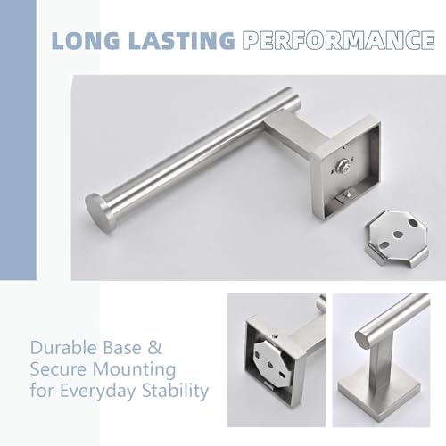 Toilet Paper Holder Wall Mount with 2 Towel Hooks, Brushed Nickel Bathroom Hardware Set, SUS304 Stainless Steel Toilet Paper Roll Holder and Robe Hook Set for Bathroom, RV, Kitchen - color: Brushed Nickel