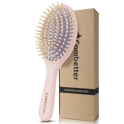Bamboo Hair Brush for Women,Kid- Pink Detangling Brush for Curly, Long, Thick, Wet & Dry Use, Scalp Massage for Hair Growth, All Hair Types | Ideal Gift Combetter