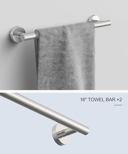 12 Pcs Brushed Nickel Bathroom Accessories Set, HOMEMYSTIQUE SUS304 Stainless Steel Bathroom Hardware Set, Bath Towel Bar Set, Toilet Paper Holders, Towel Rings Racks, Robe Towel Hooks - color: Brushed Nickel, size: 12 Pieces