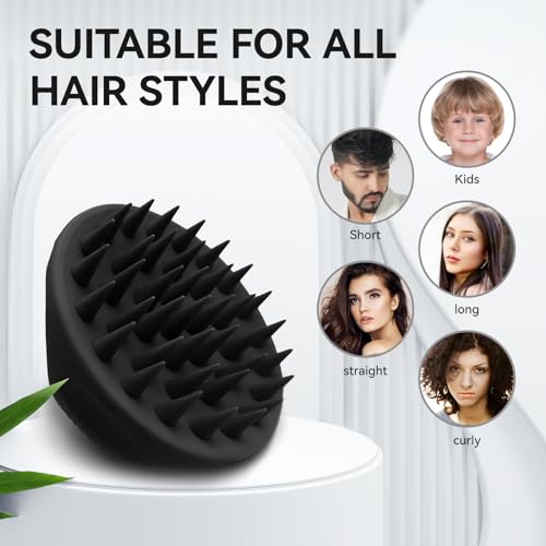 38 Finger Enlarged Scalp Massager Hair Growth,Head Massager,Silicone Scalp Brush Shampoo Brush for Hair Care,Scalp Scrubber,Hair Brush Wet Dry Comb,Scalp Exfoliator for Men Women Pets (Black)