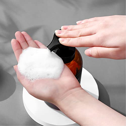 Foaming Hand Soap Dispenser Glass Jar Foam Dish Soap Dispenser for Bathroom and Kitchen Sink, Liquid Pump Bottle for Shampoo, Body Wash, Amber, 2 Pack - color: Amber