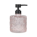 Marcella Glass Soap Dispenser with Soap Pump, Refillable 14 Ounce Capacity, Floral Design Rose Patterns, Heavy Weight Thick Glass for Bathroom, Premium Kitchen Soap Dispenser Peach Blush - color: Peach Blush