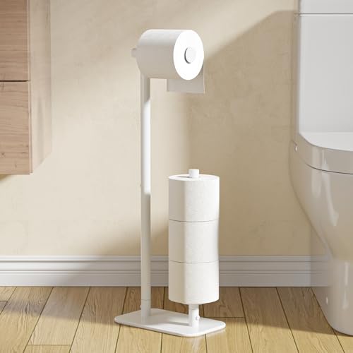 Kitsure Toilet Paper Holder Free Standing - Large Capacity Toilet Paper Holder for 4 Rolls, Rustproof Toilet Paper Stand with Non-Slip Stable Base, White, Medium - color: White, size: Medium - 1 Pack