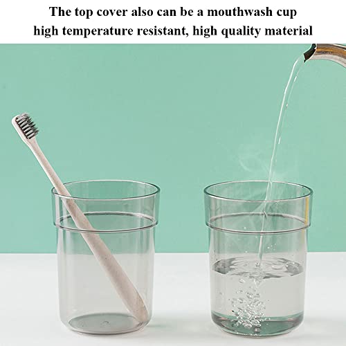 Toothbrush Holder with Cup/Cover Contains 3 Slots, Compatible with Conventional Toothbrushes, Can Store Toothpaste - color: White D(round)