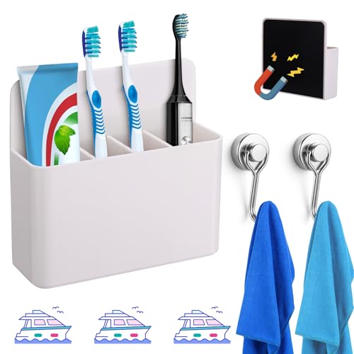 Palksky Magnetic Toothbrush Holder for Cruise Essentials 2025, Tooth Brush Organizer with 2 Magnetic Hooks for Alaska/Caribbean Cruise Must Have - color: 1 Pcak Magnetic Toothbrush Holder