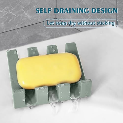 Self Draining Soap Dish Holder,Silicone Soap Dish,for Bathroom,Kitchen, Sponges，Can Extend Soap Life，Keep Soap Bars Dry and Easy Cleaning (Green,2-Pack) - color: Green,2-pack