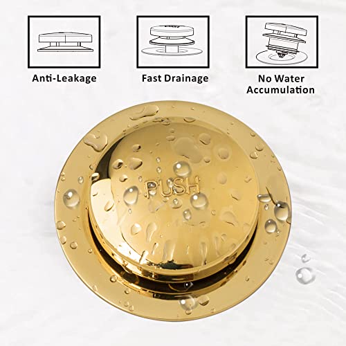 Artiwell Universal Tip Toe Bath Drain Stopper and Cover, Bathtub Drain Stopper, Replaces Lift and Turn, Tip-Toe and Trip Lever drains for Tub, EZ Installation and Clearing (Polished Brass) - color: Polished Brass