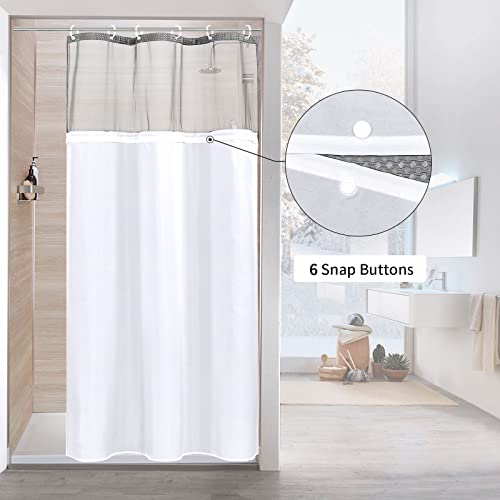 MitoVilla Grey Small Stall Shower Curtain 36 x 72, Narrow Half Size Weave Fabric Shower Curtain Set with Waterproof Snap-in Liner for Modern Neutral Hotel Bathroom Decor - color: Grey, size: 36"W x 72"L (Pack of 1)