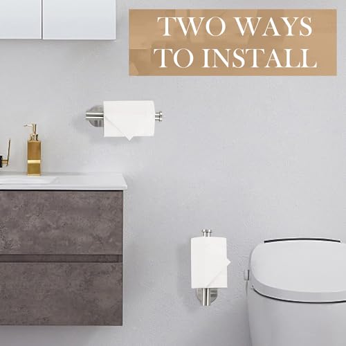 JOPOFI Toilet Paper Holder - Adhesive Toilet Paper Holder - Brushed Nickel | Toilet Paper Holder Wall Mount for Bathroom,Stainless Steel Command Strip Toilet Paper Roll Holder Stick On Wall,No Drilling - color: Brushed Nickel, size: 1pcs