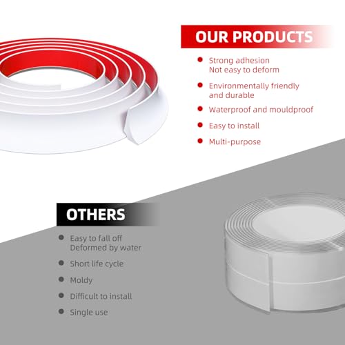 Flexible Shower Threshold Water Dam, Self Adhesive Silicone Water Barrier, Bathroom and Kitchen Water Strip, Shower Splash Guard for Dry and Wet Separation, 78inch, White - color: White, style: 78Inch