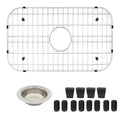 Kitchen Sink Grid 26-1/8"x14-1/4 - Heavy Duty Kitchen Sink Protector with Built-in Strainer & Center Drain, Non-Slip Rubber Feet & Scratch Resistant Bottom Guard - size: 26.12 in x 14.25 in, style: Center Drain