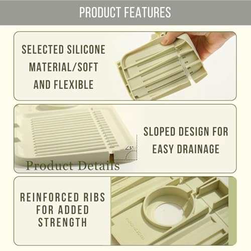 Silicone Sink Splash Guard, Non-Slip Faucet Mat for Kitchen and Bathroom, Quick Drainage, 17.5" x 5.7" / 44.5 x 14.5 cm, Ideal for Drying Countertops - Gray, Set of 1 - color: Gray