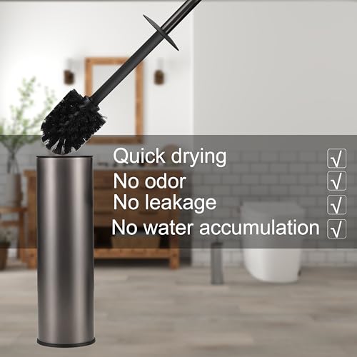 Toilet Brush and Holder Set Premium Material Toilet Bowl Cleaner Free Standing Toilet Bowl Brush and Holder 1pack Gun Grey - color: Gun Grey
