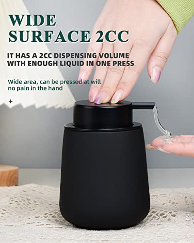 BosilunLife Black Soap Dispenser - Ceramic Dish Soap Dispenser for Bathroom 12ounce Refillable Liquid Hand Dispenser for Essential Oil, Lotion Dispenser with Pump (Rubber Paint) - color: Rubber Black