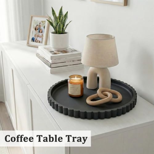 HighHerz Silicone Bathroom Countertop and Vanity Tray, Round Silicone Bathroom Tray, Modern Bathroom Decor, Coffee Table Decor, Decorative Tray for Candle, Perfume, Plants (Black, 9 inch) - color: Black, size: 9"