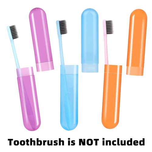 6 Pack Travel Toothbrush Case, Breathable Portable Toothbrush Holder, Plastic Toothbrush Cover Container for Traveling, Bathroom, School, Home, Business, Camping - color: Orange+Pink+Purple+Blue+Lucency(2)