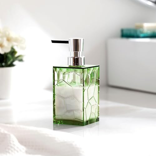 HBlife Bathroom Accessories Set, Sage Green Acrylic Bathroom Counter Set with Toothbrush Holder, Soap Dispenser, Tumbler, Soap Dish, Boho Modern Bathroom Accessories Decor, Ideal Gift Choice - style: Green