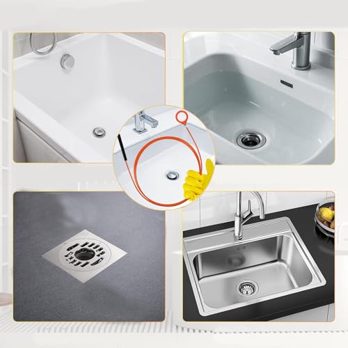 Drain Snake，Plumbing Drain Clog Remover, Gutter Cleaning Tools for Toilet Shower Kitchen Bathroom Tub, Clogged Drains Opener Cleaning Tool, Flexible Grabber Claw Pick Up Reacher （76 in）