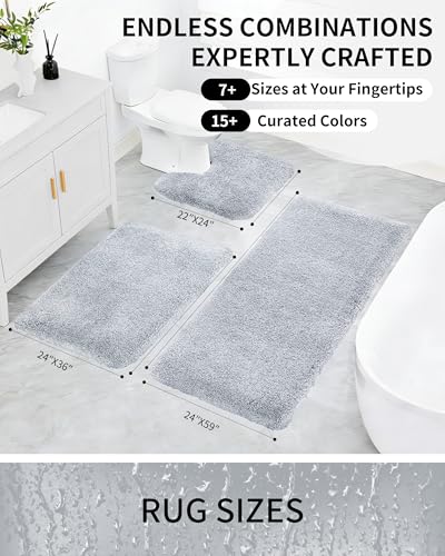 Bathroom Rugs Non Slip Washable,Ultra Soft Thick Shaggy Absorbent Bath Mats,High Density Foam Latex Non Slip Backing Bath Rugs,Microfiber Bath Mats for Bathroom Floor&Sink,24x17,Silver Grey - color: Silver Grey, size: 24" X 17"(Small Bathroom Rug)