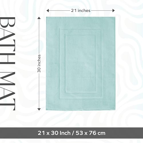 Feather & Stitch 2 Piece Towel Like Bath Mats (30x21 Inch) 100% Cotton Terry Bath Mats, Bathroom Shower Floor Mats [NOT A Bathroom Rug], Soft Absorbent Washable Mats - Sea Foam - color: Sea Foam
