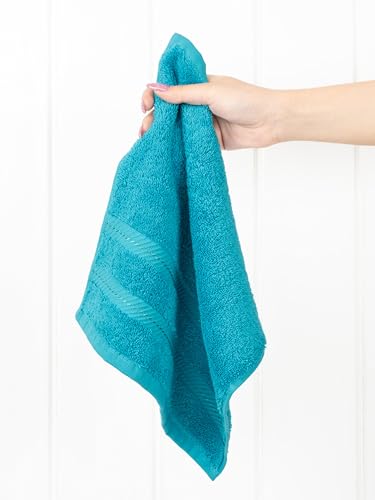 American Soft Linen 100% Cotton Luxury Turkish Towels, 4 PC Washcloth Set | Soft Absorbent Quick Dry OEKO Tex Standard 100 Certificated Durable Machine Washable Breathable Premium Hotel Quality - color: Aqua Blue, size: 4 PC (13"x13")