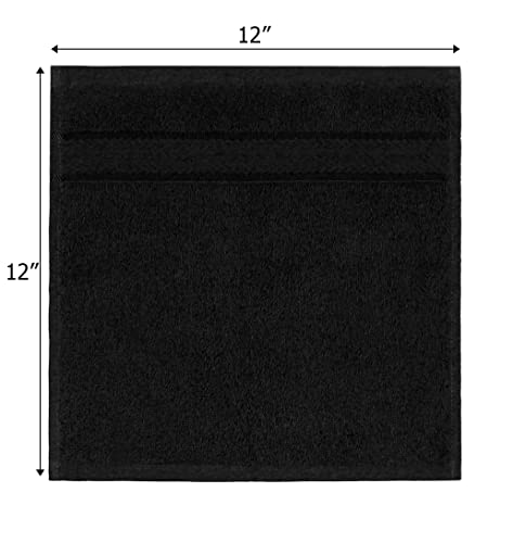 COTTON CRAFT Ultra Soft 12 Pack Wash & Face Cloths 12x12 - Highly Absorbent Bathroom Shower Kitchen Utility Towels - Use Everyday - Easy Care Machine Wash - Premium Ringspun Cotton 580 GSM - Black - color: Black, size: 12 Pack Wash Cloths