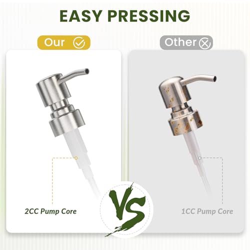 AmazerBath Soap Dispenser, 2 Pack Glass Soap Dispenser with Pump Stainless Steel, 17 Oz Hand Soap Bottles Bathroom Kitchen, Clear - color: Brushed Stainless Steel