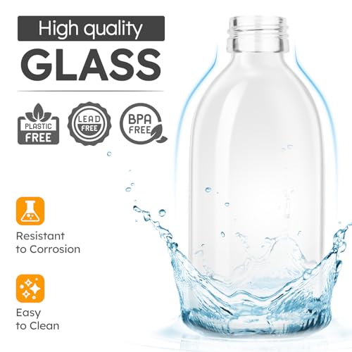 Tecohouse Glass Spray Bottle 8 oz, Clear Small Empty Refillable Sprayer Container with Labels, Funnel, Lids, Graduated Pipettes - Handheld Size - color: Clear White Lids