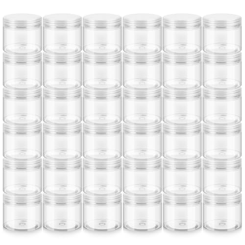 Loretoy 36 Pack 6 OZ Household Plastic Jars with Lids, BPA Free, Reusable, Refillable Transparent Cosmetic Containers for Bath Salts, Cosmetics, Powders, Beauty Product and Small Accessories, White - color: White, size: 6 Ounce