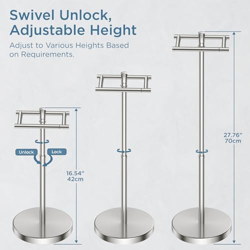 Toilet Paper Holder Stand Adjustable, Freestanding Tissue Roll Holder for Bathroom, Pivoting Design, Durable SUS 304 Stainless Steel and Weighted Base Toilet Paper Stand, Storage (Brushed Nickel) - color: Brushed Nickel