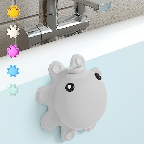 Bathtub Overflow Drain Cover - Silicone Bath Tub Drain Cover, Octopus Tub Overflow Drain Stopper with Suction Cups, Adds Inches of Water for Deeper Bath, Bathroom Spa Relaxing Accessory, Grey - color: Gray