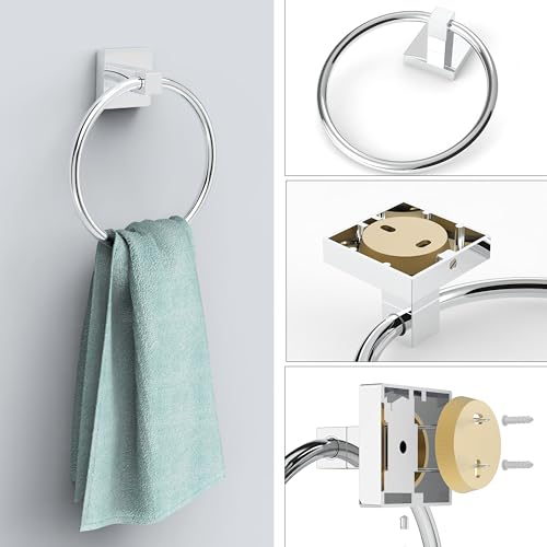 Ruacq Toilet Paper Holder-Hand Towel bar 18 Inch-Towel Ring-Towel Hooks for Bathromms-4 Pcs Bathroom Hardware Accessories Set Stainless Steel and Zinc Alloy Modern Wall Mounted, Large - color: Chrome, size: 4pcs