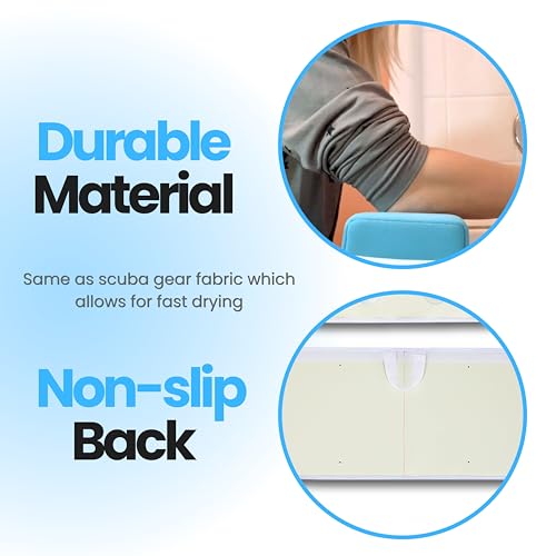 Supa Ant Bath Kneeler –8 Suction Cups & 1.5" Padding.Certified Non Toxic Bath Kneeling Pad for Bath Tub & 5 Bath Organizer. Fast Dry Baby Bath Kneeler and Elbow Rest Pad Set Blue - color: Blue With White Pockets
