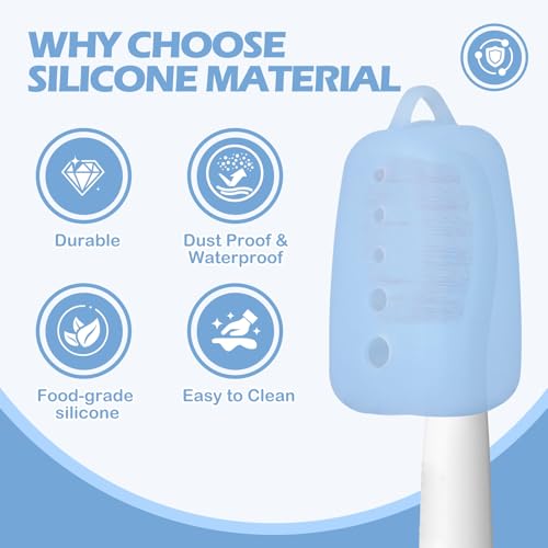 Lapfoon 8 Packs Toothbrush Covers, Silicone Toothbrush Covers Caps for for Electric Toothbrush Replacement Head & Manual Toothbrush, Toothbrush Travel Essentials - color: Azure