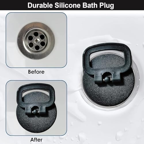 Silicone Sink Bath Plug with Handle for Kitchen Bath Sink Drain Stopper Plug ，1 3/4 Inch, Drain Plug Size Between 45.5 to 42 mm (2 Pack)