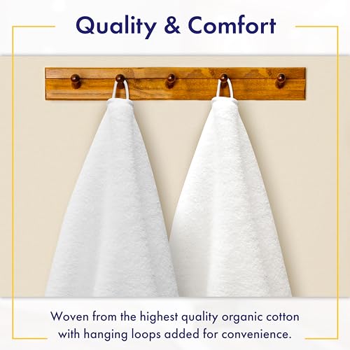 Alusa Home 100% Organic Zero-Twist Cotton Towels - GOTS Certified Luxury Bath Towels - Ultra Soft & Plush 700GSM Long-Staple Cotton - 6 Piece Towel Set (White) - color: White, size: 6pc Towel Set