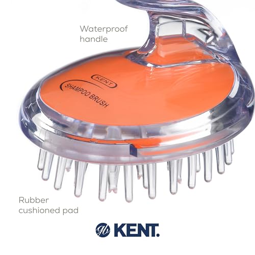 Kent SH1 ORG Scalp Scrubber Hair Brush and Exfoliator for Distributing Shampoo and Conditioner, Shower Massage Tool and Hair Growth Brush with 42 Soft Rubber Bristles - color: Orange, size: 3 Pack