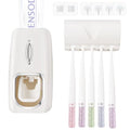 Toothbrush Holder and Toothpaste Dispenser Set, Automatic Toothpaste Squeezer Dispenser, Dispenser Toothpaste Squeezer Kit, Wall Mounted Bathroom Accessories (White) - color: White