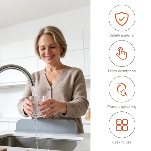 Sink Splash Guard, Sink Guard,Reusable Gray Countertop Spatter Protector,Say Goodbye to Wet Sleeves & Aprons.(19.29×3.35×1.97 Inches)