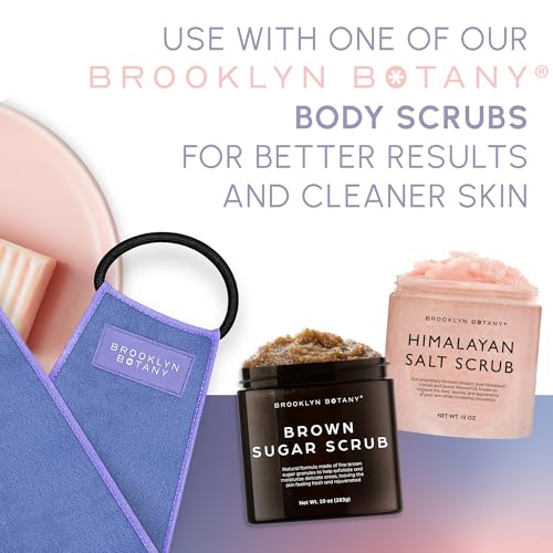 Brooklyn Botany Exfoliating Back Scrubber for Shower and Bath with Handles – Heavy Duty Exfoliating Body Scrubber for Massage and Dead Skin Remover for Body – 32.5” x 5” - style: 1 Back Srubber