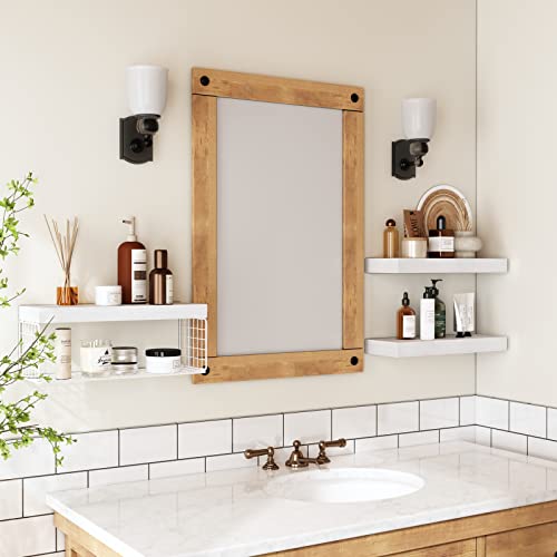 QEEIG Bathroom Shelves Over Toilet - Wall Mounted Floating Shelves Toilet Paper Storage Small Farmhouse Decor Shelf 16 inch Set of 3, White (019-W3) - color: C. White, size: 3pcs