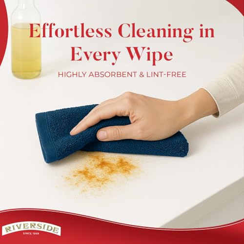 RIVERSIDE Bar Mop Towels Pack of 12, 16x19 Inches, 100% Ring Spun Cotton Terry Cloth Kitchen Towel, Highly Absorbent & Reusable Multipurpose Cleaning Rags for Bathroom, Hotel, Restaurant, Blue Opal - color: Blue Opal, size: Bar Mop (PK 12)