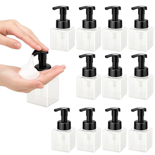 12 Piece 250ml Foam Soap Dispenser, Travel Foam Dispenser. Refillable Plastic Pump Hand Soap Bottle, Travel Essentials, Clear Container for Bathroom Vanity - color: Transparent Color