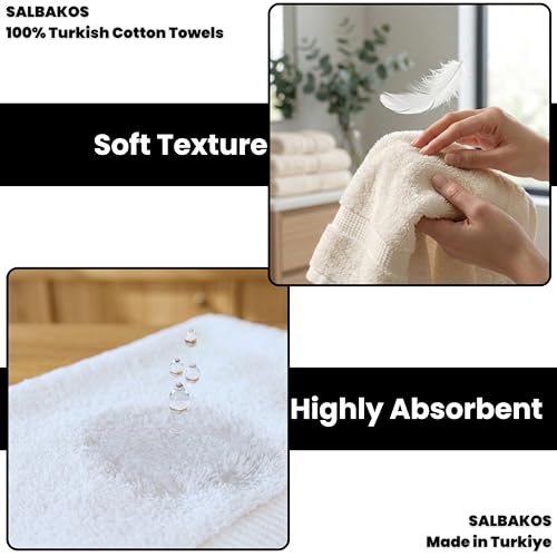 SALBAKOS 100% Turkish Cotton 6-Piece Towel Set | Heirloom Quality Hotel & Spa Collection | Soft, Super Absorbent 2 Washcloth, 2 Hand, 2 Bath Towel Sets | Made in Turkey (Aqua, 6 Piece Towel Set) - color: Aqua, size: 6 Piece Towel Set