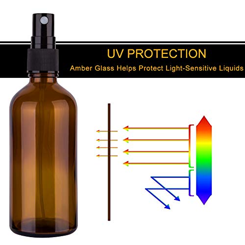 Amber Glass Spray Bottles, 4 oz Small Spray Bottles Fine Mist, Set of 4 (Amber)