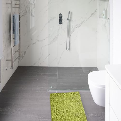 Non-Slip Bath Rug,Extra Soft Microfiber Bedroom Shag Carpet with Anti-Slip Backing,Water/Dust Absorbent Fast Dry Shower Mat,Sound Insulated Stairs Pad,Machine Washable (Lime Green,15 x 23 Inches) - color: Lime Green, size: 15"x23"