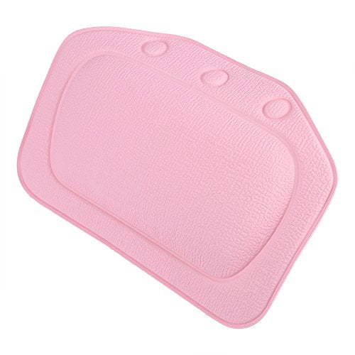 Bath Pillow, Bathtub Head Neck Support, Soft Foam Padded Spa Tub Headrest Back Shoulders Support Cushion Bathroom (Pink) - color: Pink