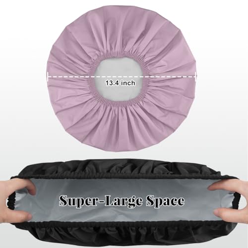 3 Pack Waterproof Reusable Shower Cap for Women, Hair Cap for Long Thick Hair, Lightweight Bath Hat for Daily Use - color: A05-Purple+Green+Black